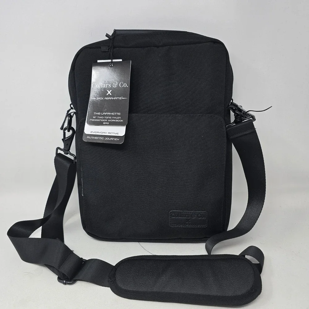 Collars & Co Jack Abrahams soho Messenger Workbook Bag Black business casual NEW